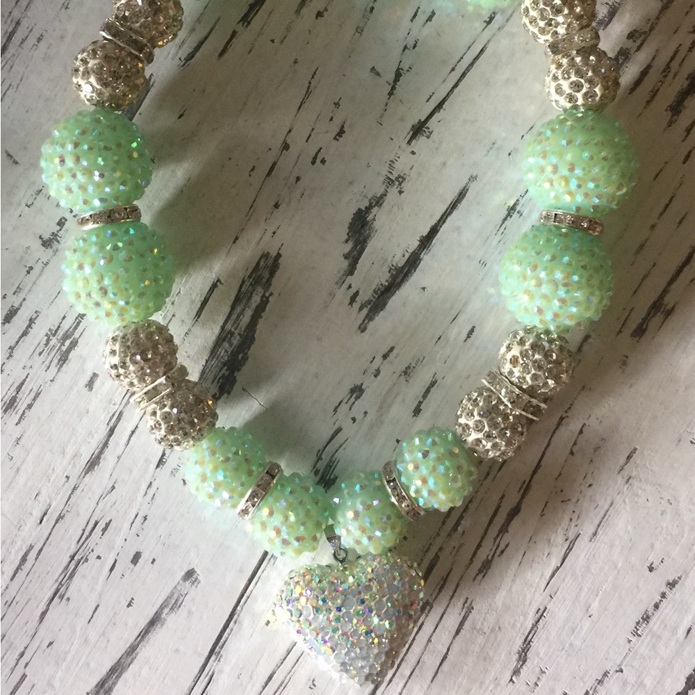 Elegant Silver and Light Turquoise Heart  Pet Necklace
